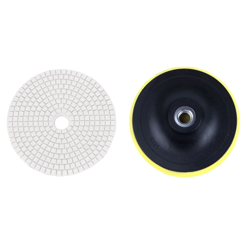1 Pcs 5 Inch 125Mm Wet Diamond Polishing Pads Marble Granite & 1 Pcs M14 Backing Pad Polishing