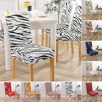 

Junejour | Modern Printing Dining Chair Comfortable Spandex Stretch Chair Cover Elastic Dining Seat Protector for Banquet Home
