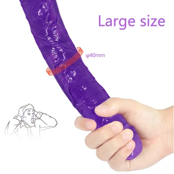 Soft Jelly Dildo Double Long Realistic Dildos Cock Lesbian Vaginal Anal Plug Flexible Fake Penis For Women Dildos Adult Sex Toys 3