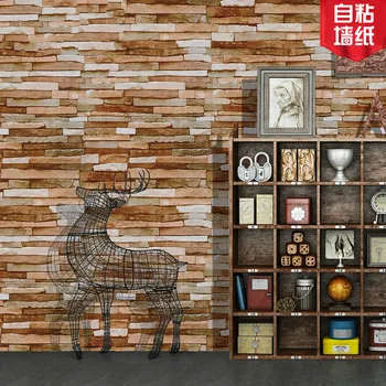 

Vintage Imitation Rock Art Stone Wallpaper Orange Shale Brick Pattern Wall Stickers Clothing Store Cool Self-Adhesive Wallpaper