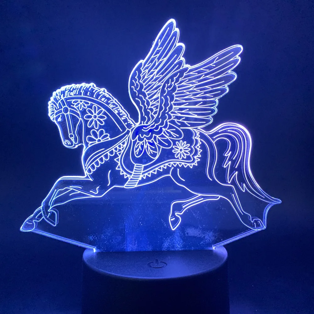 Светодиодный ночник Pegasus сенсорный датчик ночник для детской спальни изменение цвета Детский подарок ночные светильники мультфильм 3D лампа животное Led