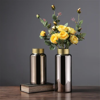 

Europe Luxury Glod Glass Vase Hydroponics Dried Flowers Terrarium Glass Containers Home Wedding Decoration Flower Vases