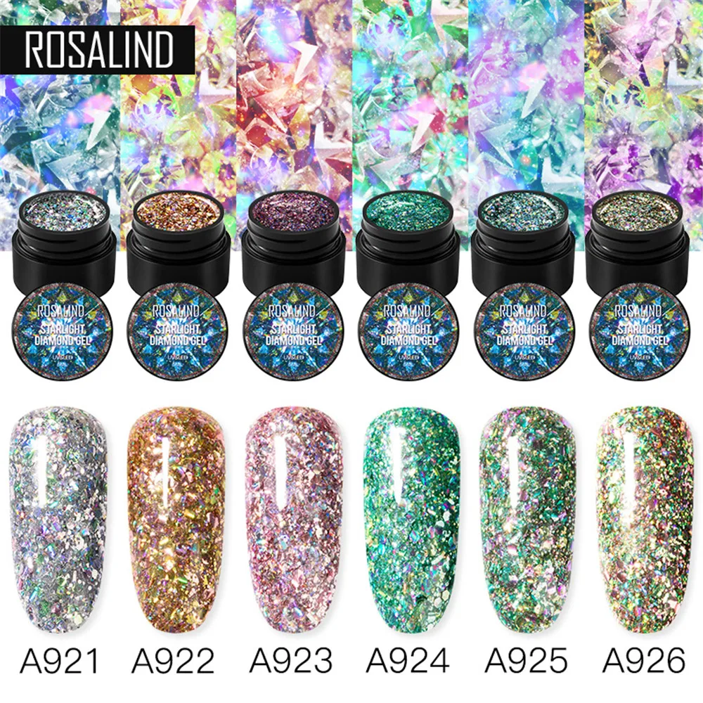 ROSALIND 5 мл Starlight Алмазный Гель лак для ногтей Дизайн маникюра цвета Грунтовка