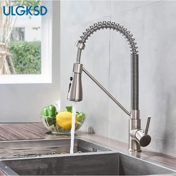 

Matte Black Pull-Down Kitchen Faucet Spring Hot Cold Kitchen Faucet Dual Function Sprinkler Kitchen Sink Faucet Deck Mounted