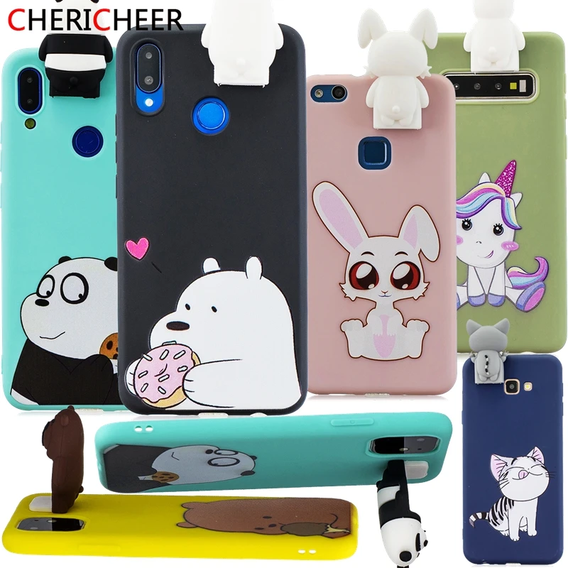 For Honor 8A Case 3D Cartoon Rabbit Bear Stand Toys Unicorn Doll Silicon Cover |