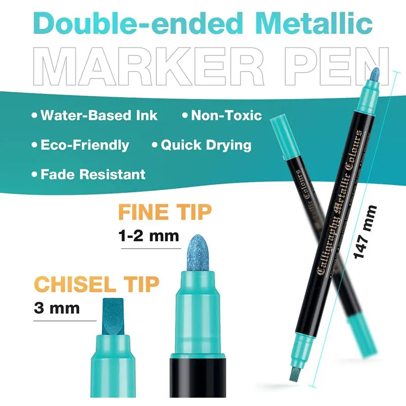 12/24 Colors Metallic Markers Paint Pens Art Writing Markers Paper