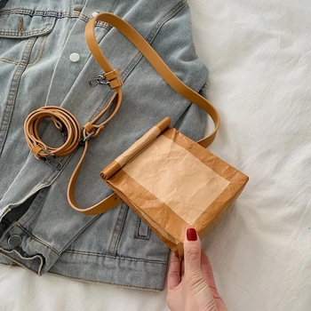 

Women Fanny Pack Vintage Color Kraft Paper Waist Bags Fashion Shoulder Messenger Bag Female Travel Handbags and Purses