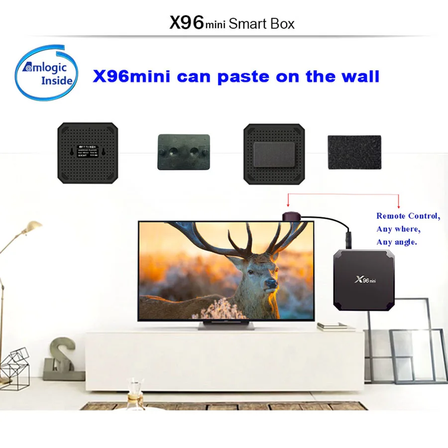 X96mini Android 7,1 Smart tv BOX Amlogic S905W 1 ГБ 8 ГБ 2 Гб 16 Гб четырехъядерный Поддержка 2,4G беспроводной wifi медиаплеер приставка
