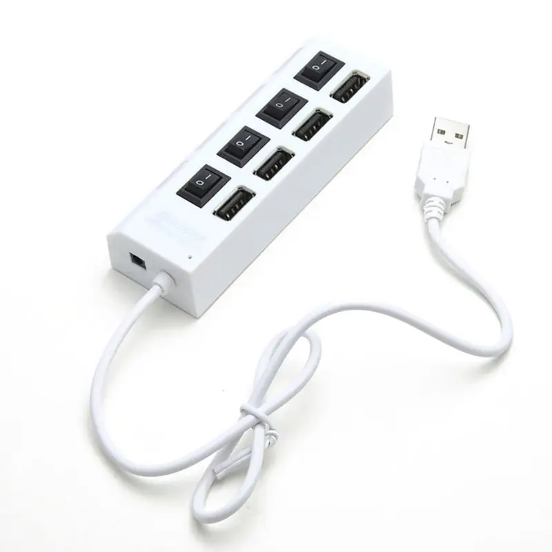 Универсальный 4 Порты и разъёмы USB концентратор удобный многофункциональный USB2.0 сплиттер с индивидуальный переключатель для Win7/98SE/Me/2000/XP/VISTA/8