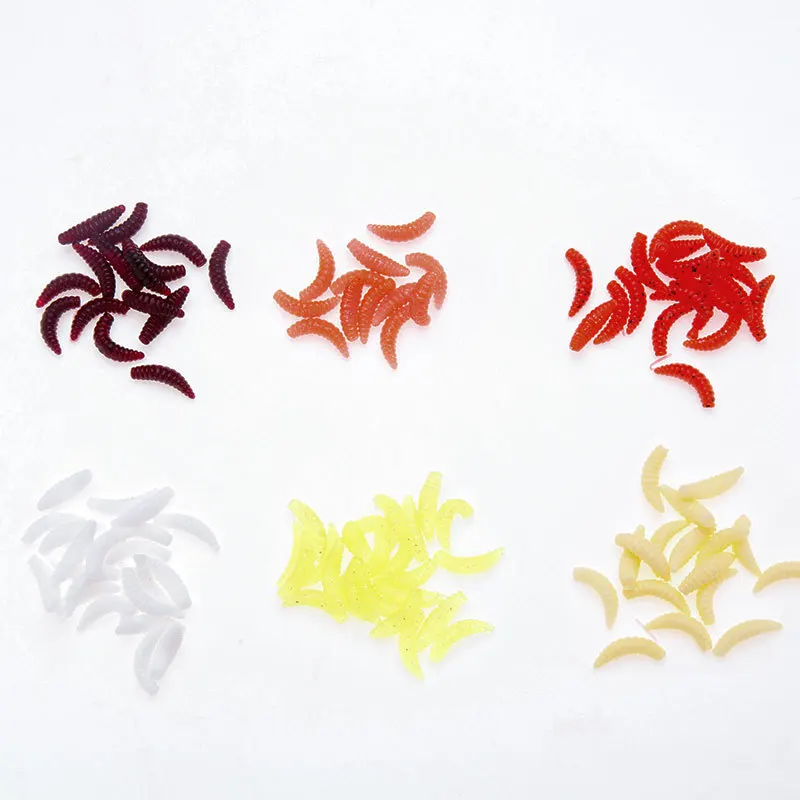 

10pcs/ Explosion Breadworm Worm 2cm/0.37 Artificialsquid Silicone worm squid Astringency swing winter Fishing accessories
