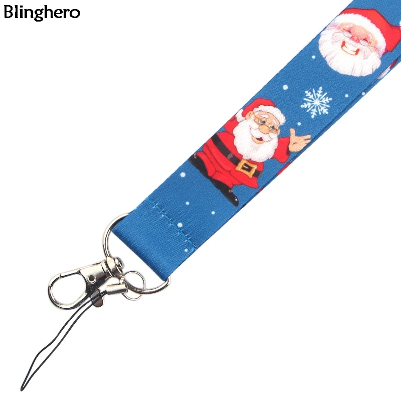 Blinghero 1 шт. Рождественский Санта Клаус ремешок для ключей мобильный телефон шейный ремешок брелок висячая веревка USB держатели для значков подарок BH0342