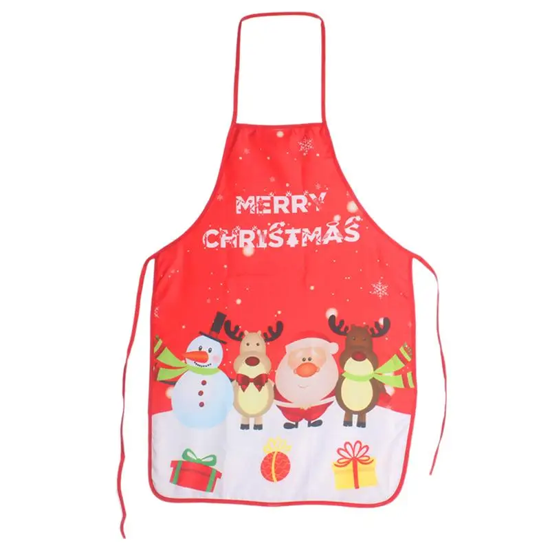 New Arrival Christmas Printed Aprons Chef Kitchen Servants Maid Apron Home Xmas Party Decorations Aprons New Year Supplies A35
