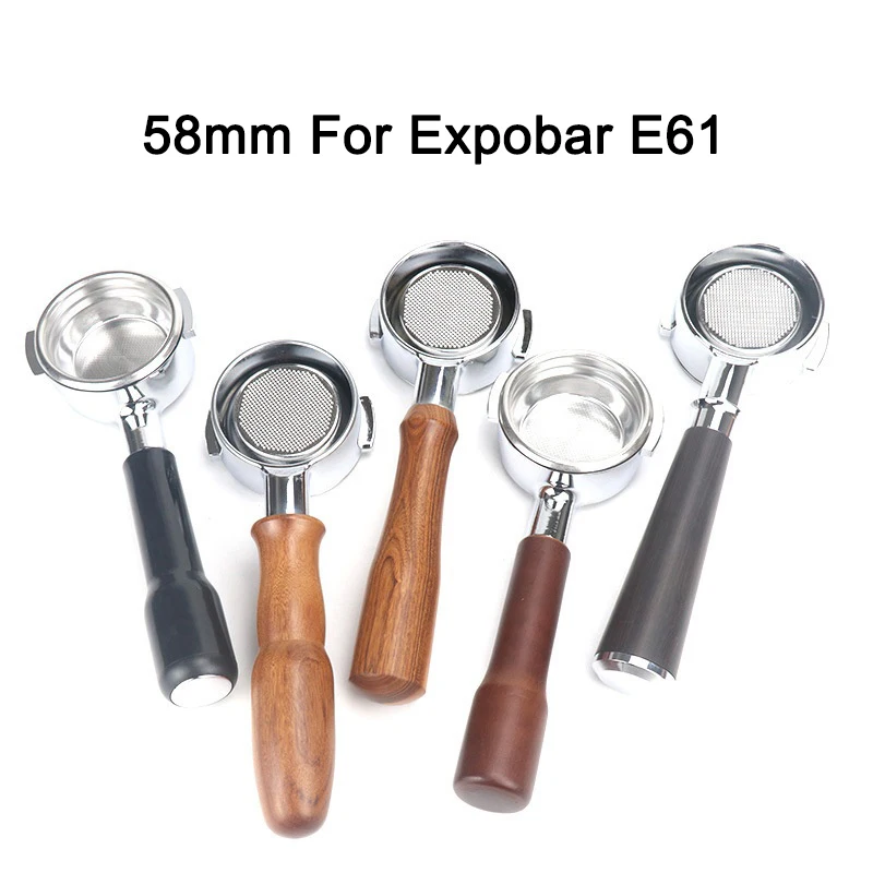 

58MM Coffee Machine Bottomless Filter Holder Portafilter For Expobar Wooden Handle Professional Accessory E61 Universal