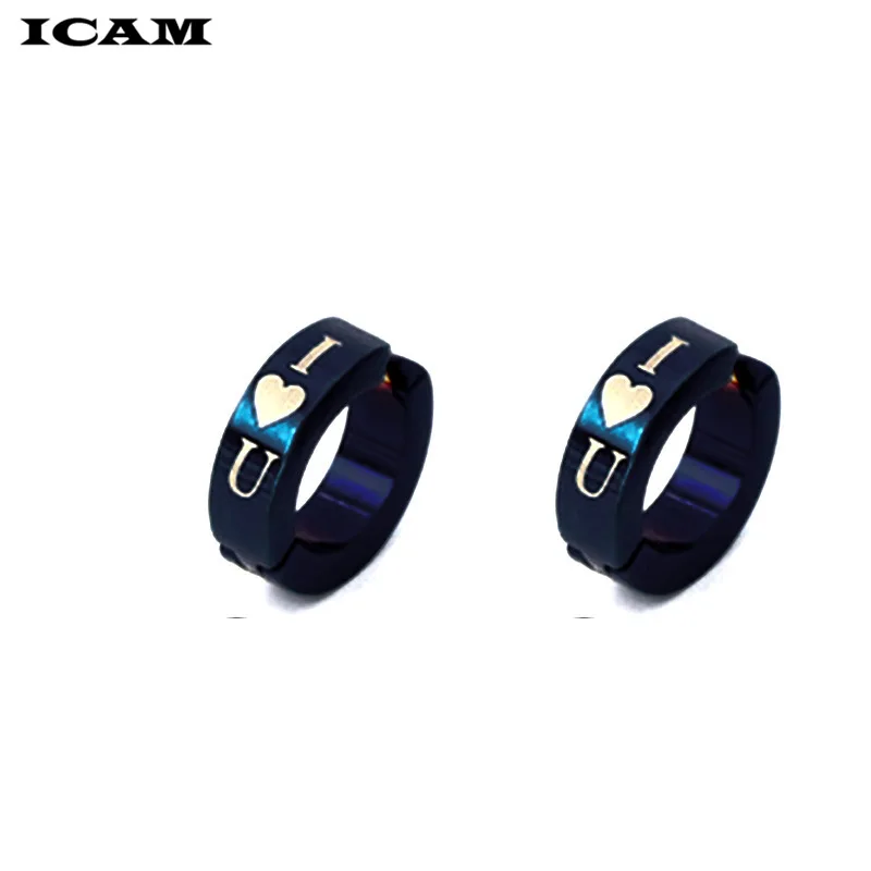 ICAM серьги-клипсы для ушей, не пирсинг, поддельные серьги для мужчин, круглые серьги, модные ювелирные изделия, синий, черный, в стиле панк-рок