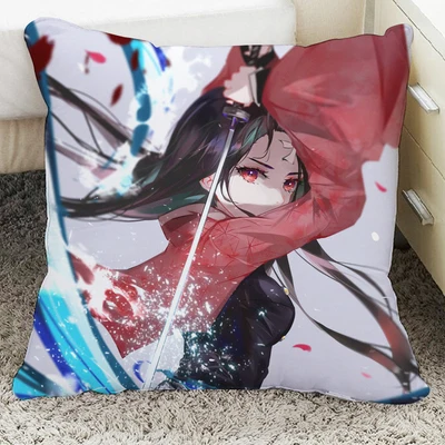 Красный Demon Slayer: Kimetsu No Yaiba Kamado Tanjirou Agatsuma Zenitsu Kochou Shinobu Подушка Мягкая Плюшевая Кукла - Цвет: Красный