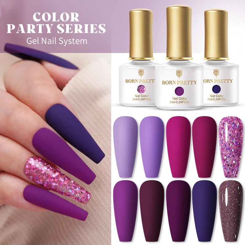 リアルなグリッタージェル パープル 光沢のあるネイルアート用の半永久的なマニキュア マットトップコート 7ml ネイルジェル Aliexpress