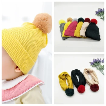 

Newborn Beanie Can Be Scarf Winter Warm Baby Hat Solid Baby Caps For Boys Cute Children Girls Cap Fitted Baby Accessories