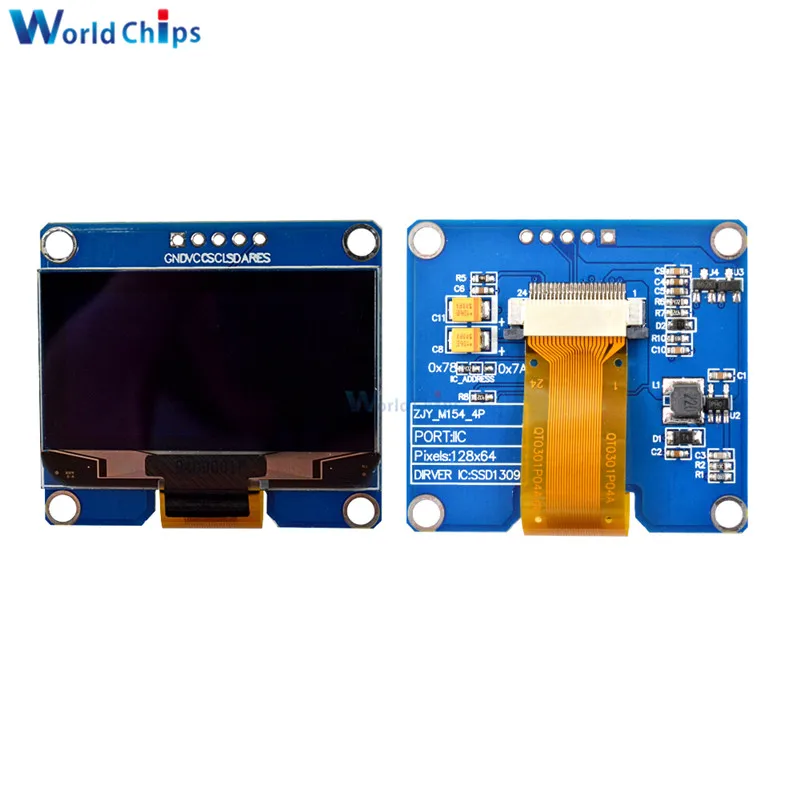 Ips 1,54 дюймов 5Pin 128x64 ОСД дисплей модуль SPI интерфейс SPD0301 Драйвер IC плата адаптера Белый Синий Желтый для arduino