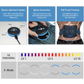 Abdominal Muscle Stimulator Trainer EMS Abs Fitness Equipment Training Gear Muscles Electrostimulator Toner Exercise At Home Gym 2