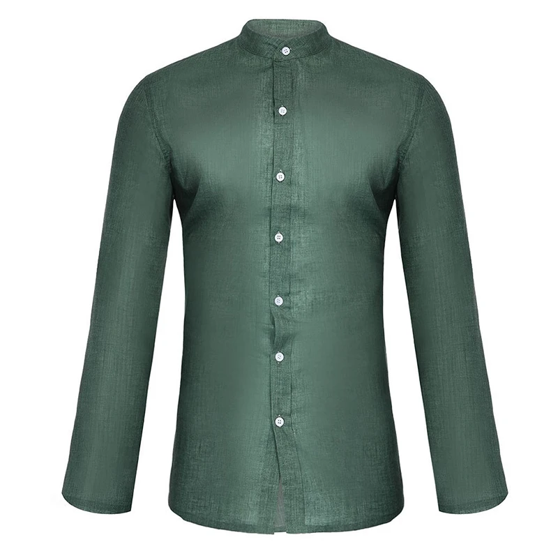 Мужские модные повседневные рубашки Social Slim Fit льняные Простые Топы на пуговицах Гавайская Мужская Уличная одежда с длинным рукавом круглый