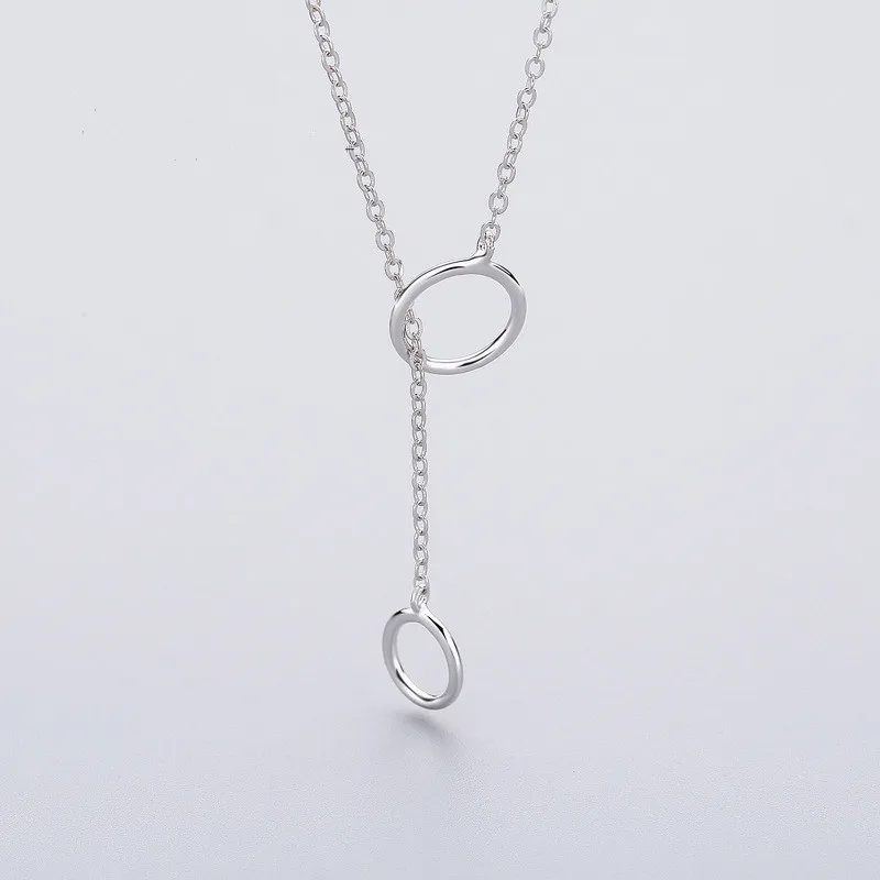 

Hot 925 Sterling Silver Jewelry Circle Necklace For Women Chain Minimalist Fashion Silver Clavicle Chain Party Gift