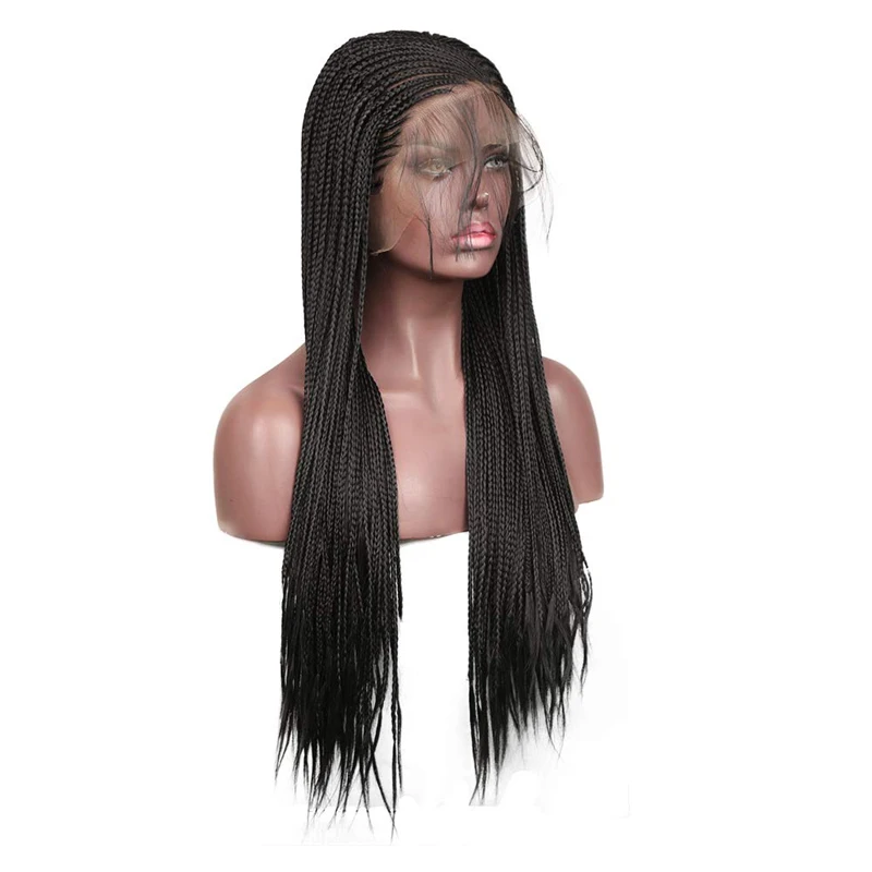 Charisma 13X6 плетеные парики синтетический парик фронта шнурка черный цвет плетеная коробка Плетеный с волосами младенца парики для черных женщин