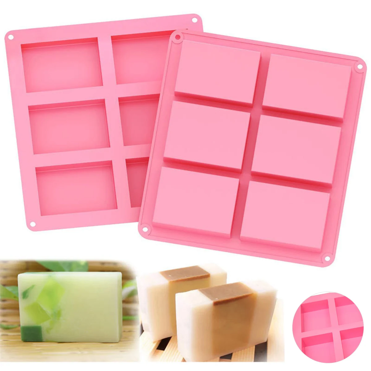 6 Cavity Silicone Rectangle Soap Mould Homemade Diy Cake Making Mold