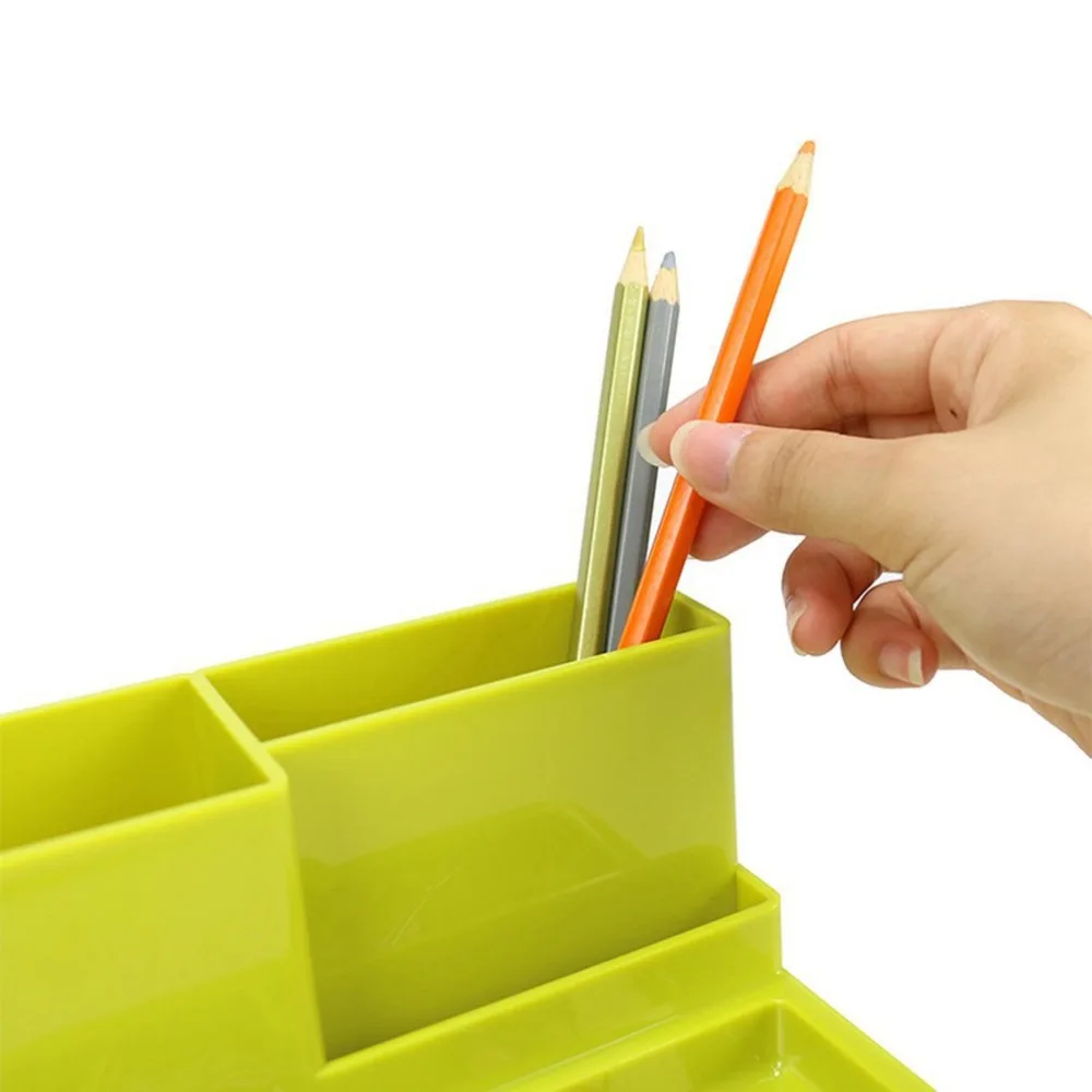 Пластиковые ручки карандаши держатели Настольный ящик для хранения Органайзер многофункциональные офисные аксессуары 3 цвета Прямая