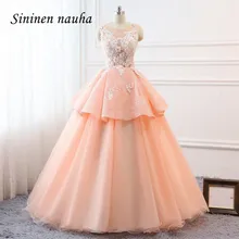 Бальные платья кораллового цвета с глубоким вырезом и цветочным рисунком для выпускного вечера, милое бальное платье из органзы, 16 платьев, большие размеры, Vestidos De 15 Anos 400