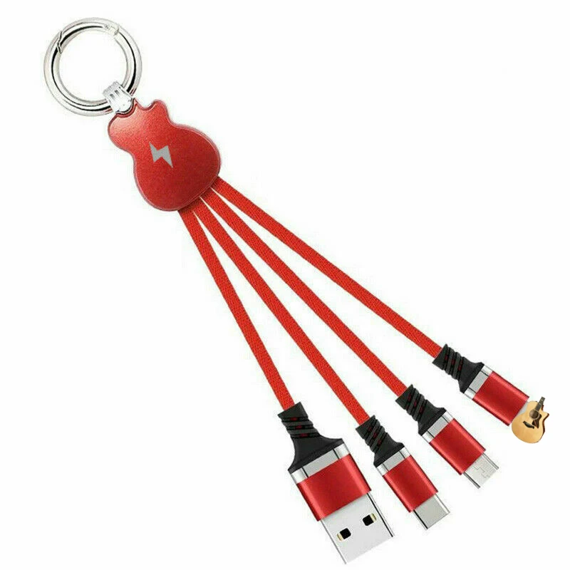 Светодиодный брелок-гитара зарядный кабель для Iphone Xiaomi 3 в 1 Micro USB кабель TypeC зарядный кабель для Galaxy S9 huawei samsung s9