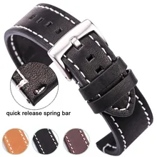 Ремешок для часов HENGRC из натуральной воловьей кожи 18 20 22 24 мм для мужчин и женщин толстый ремешок ручной работы в стиле ретро с металлическими пряжками