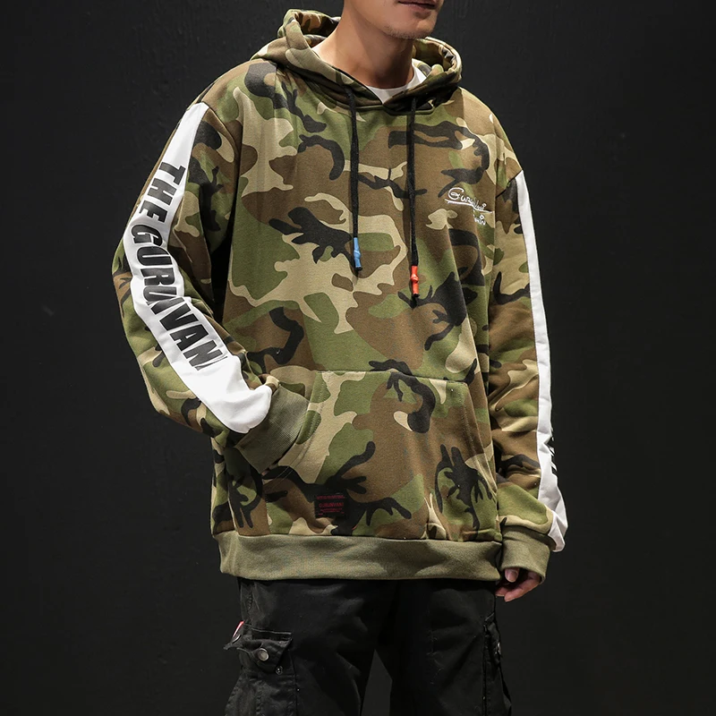 

FUGOISM Men Casual Camo Hoodies 2019 Autumn New Male Sportswear Camouflage Hooded Sweatshirts Warm Fleece Pullover