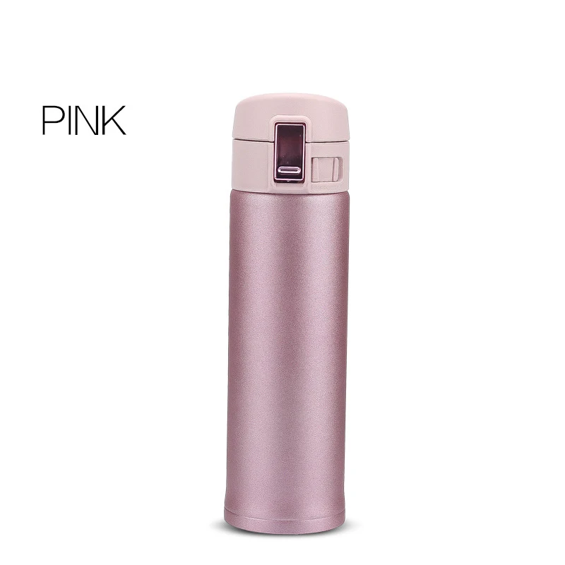 pink 350 мл/450 мл Термос из нержавеющей стали с двойными стенками, термос, чашка для путешествий, бутылка для напитков, колба, кофейная кружка, Офисная Термокружка для дома - Цвет: pink