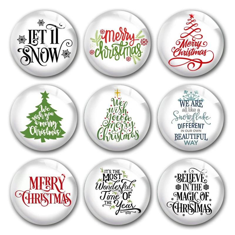 

Handmade Merry Christmas Tree X-Mas deer snow Round photo glass cabochons demo flat back DIY jewlery Making findings accessory