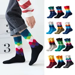 Happy Funny Unisex Socks Casual Cotton Men's Socks with Geometric Pattern Autumn Winter Fashion Women Calcetines Skarpetki