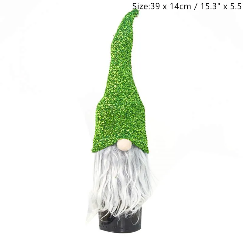 Green 39x14cm Рождественская винная бутылка, Рождественская крышка, Санта Клаус, снеговик для бутылки, крышка, одежда, украшение для кухни, на год, Рождество, ужин - Цвет: Green 39x14cm