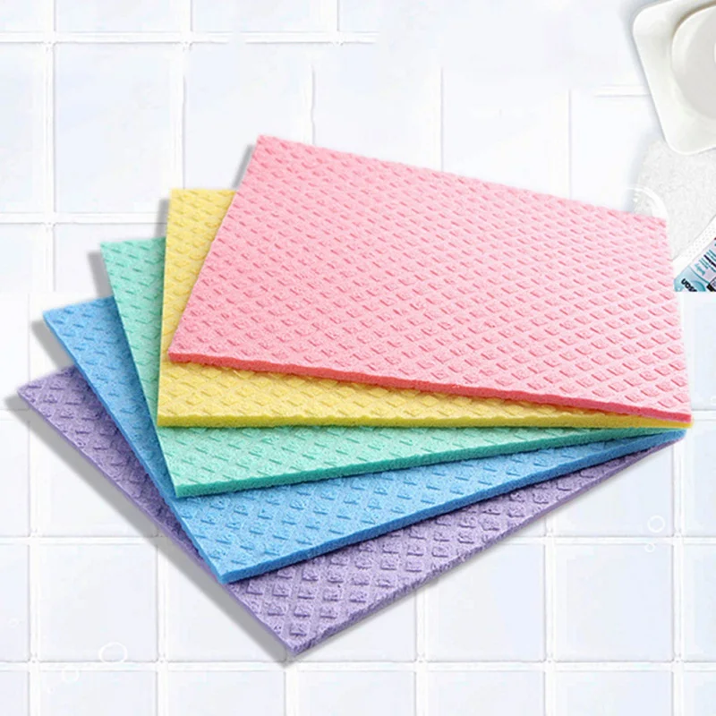 Древесная целлюлоза хлопок экологически чистый без запаха кухонная чистящая ткань абсорбент для мытья посуды губка для чистки ткани