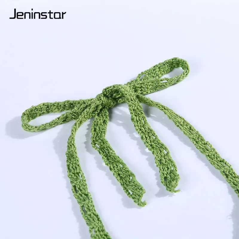 Jeninstar открытая повязка сексуальный женский короткий топ с открытой спиной ребристый летний топ на бретелях женский модный вязаный пляжный вечерние Топ женский