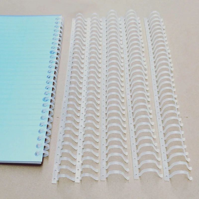 5pcs 30hole Soft Coil Loose-leaf Binding Strip A4 A5 B5 Notebook Transparent Loose-leaf Ring Removable Binding Ring Plastic Clip