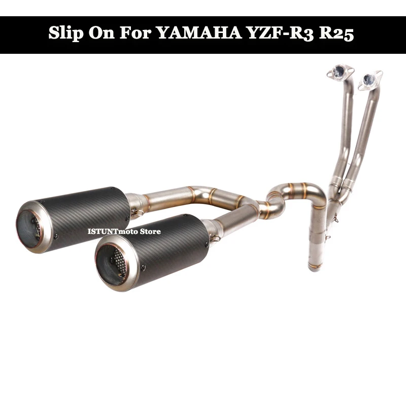 

Slip On For YAMAHA YZF-R25 R3 Motorcycle Exhaust Full System Escape Modified Double Muffler with Front Mid Link Pipe