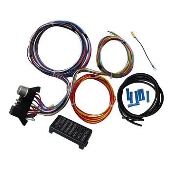 

12 Circuit Universal Wiring Harness For Muscle Car Hot Rod Street Rod XL Wires For SI-AT52001 Durable Wires