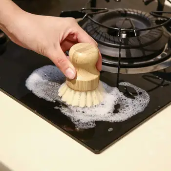 

Palm Pot Brush- Bamboo Mini Scrub Brush Coconut Bristles Pot Brushes Dish Scrubber for Cast Iron Skillet, Kitchen Sink, Bathroom