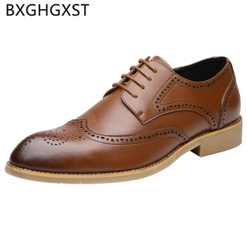 

suit shoes men formal elevator shoes for men 2020 brogue shoes men leather brown dress Coiffeur big size 48 luxury brand ayakkab