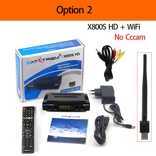 box with wifi Спутниковый ТВ-ресивер Satxtrem X800S, DVB-S2, цифровой, полный, 1080 P, ТВ-ресивер с поддержкой Openbox MT7601, Wifi, Cccam, ТВ-ресивер - Цвет: box with wifi