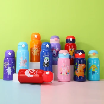 

500ml 316 Stainless steel Vacuum Flask Water Straw Bottle Handgrip Bag Suitable For Children Over 2 Years Old Thermos Cup 2 Lids