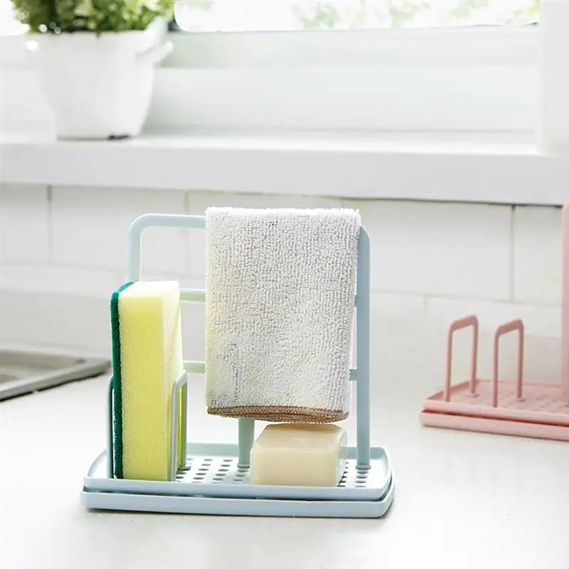 

Kitchen Sink Organizer Punch-free Countertop Storage Rack Household Dishcloth Holder Rag Hanger Sponge Brush Drainer Rack