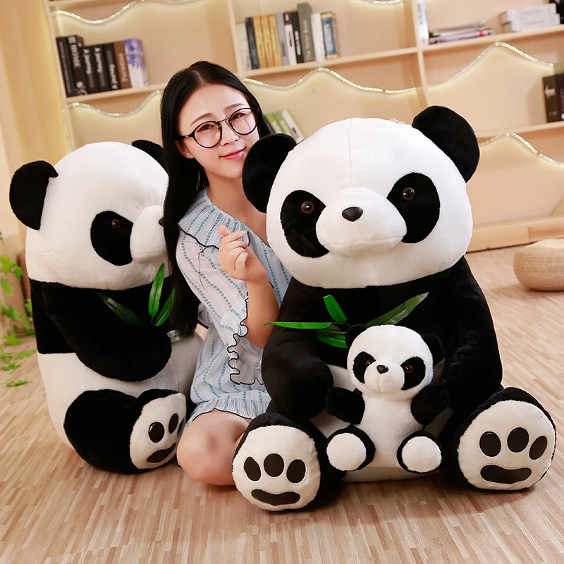 Tanio 1pc 10-50cm śliczne Panda z liśćmi bambusa pluszowe zabawki