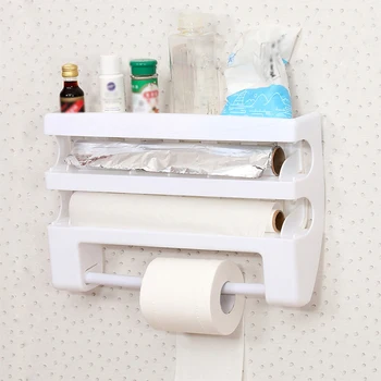 

Kitchen Cling Film Cutting Holder Sauce Bottle Tin Foil Paper Storage Rack Paper Towel Holder Kitchen Organizer