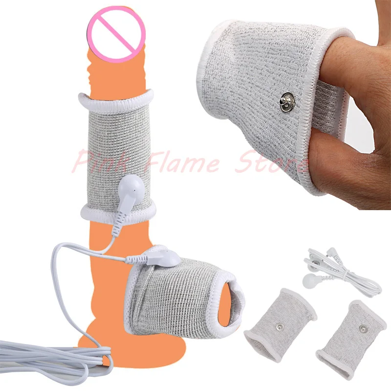 Electro Sex Toys Electro Shock Gloves Body Massage Electro Stimulation Penis Ring Fiber Conductive Massage Gloves Socks for Couple electric sex toys