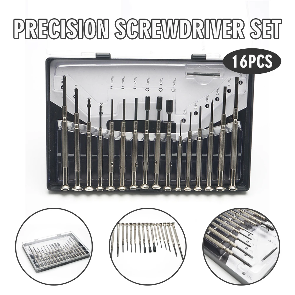 

16 Pcs Small Precision Screw Driver Kit Precision Screw Bits Screwdriver Set for Watch Jewelry Electronic Repair Hand Tools